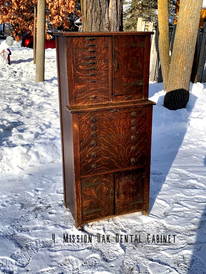 Mission oak dental cabinet